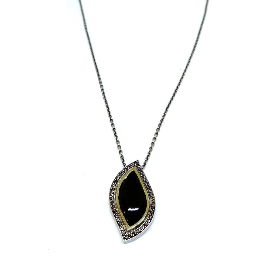 Colar Folha Fumé - PekanJewellery 